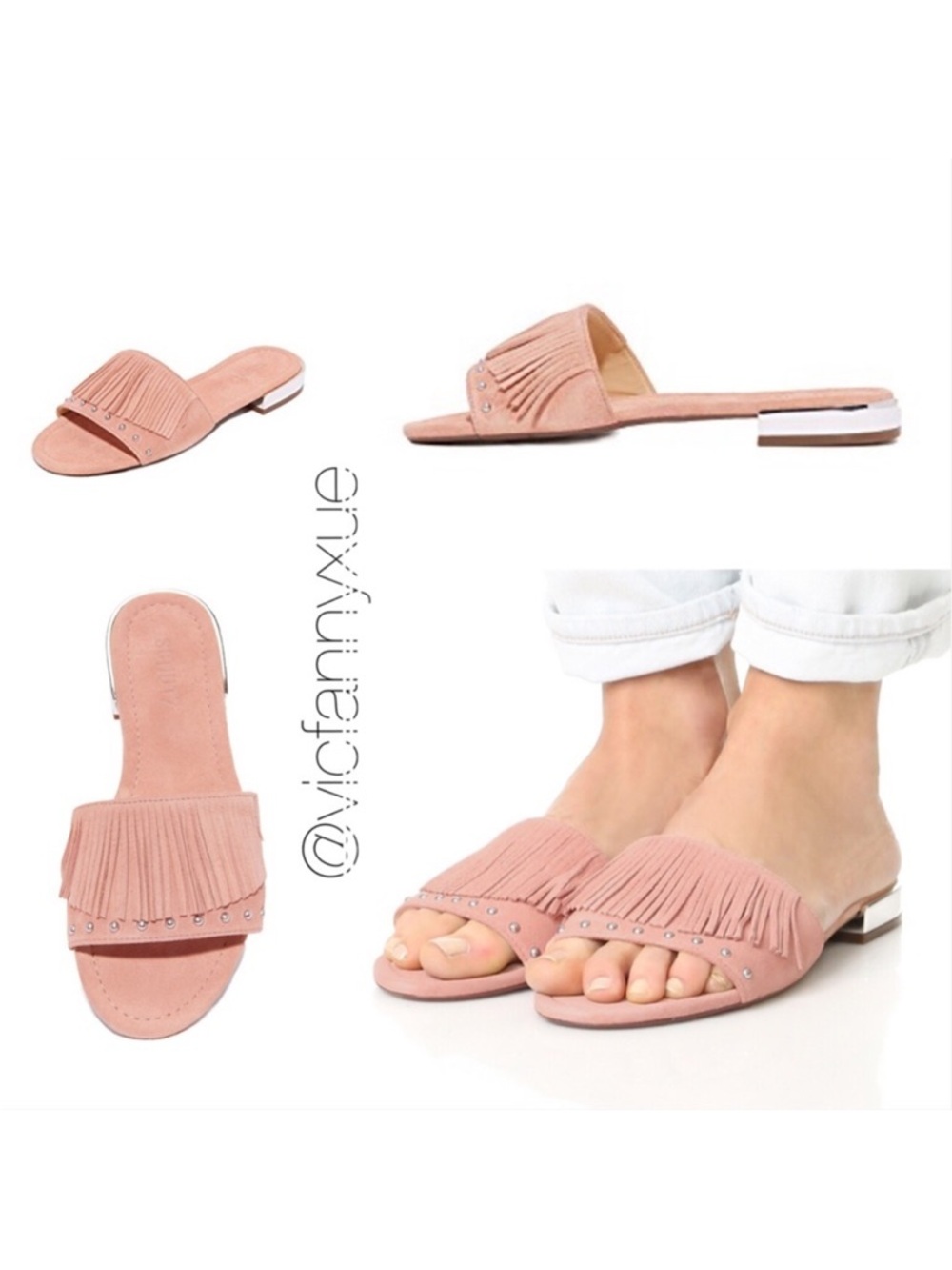 Schutz Zilu fringe slides sandals 6